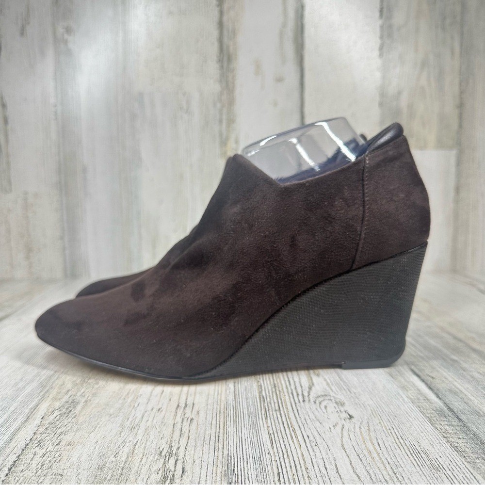 Donald Pliner Wedge Pump Tanah Women’s 11 Textile Leather Brown Chocolate