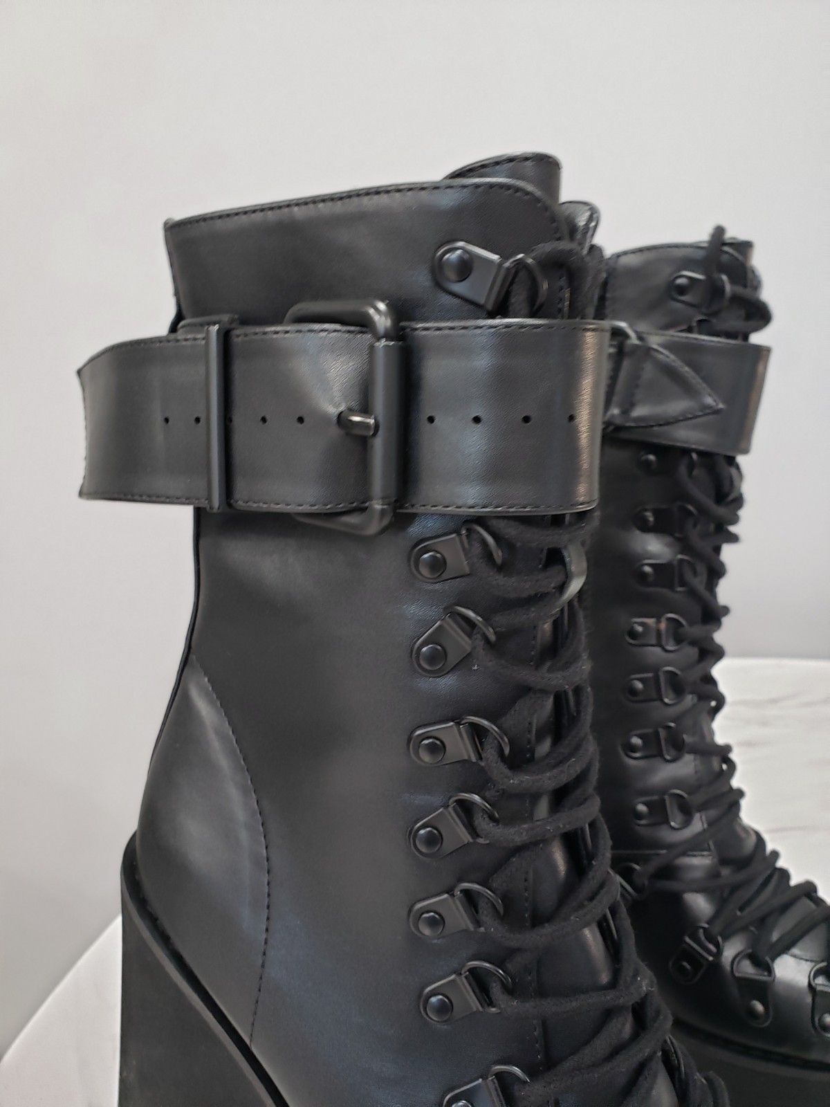 Current Mood by Dolls Kill Black Traitor Boots Size 7 gothic cybergoth rave