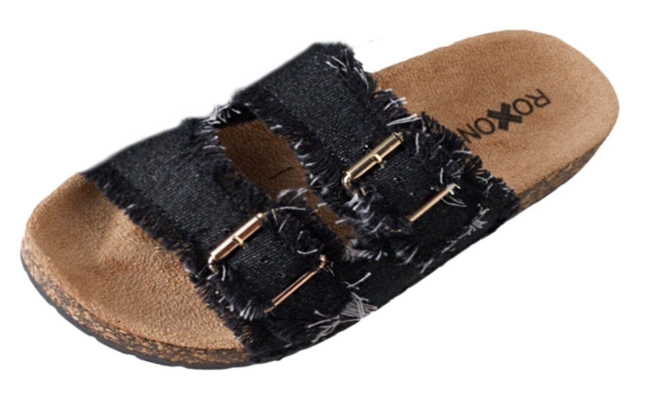 Roxoni Women’s Comfort Flat Sandals Double Buckle Adjustable Straps Flat…