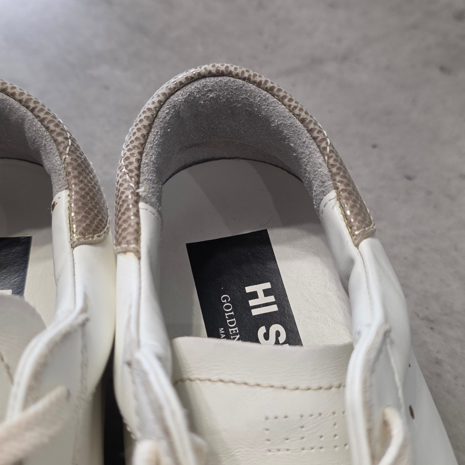 Golden Goose Hi Star Women’s Sneakers White Leather Platform Shoes Size 39