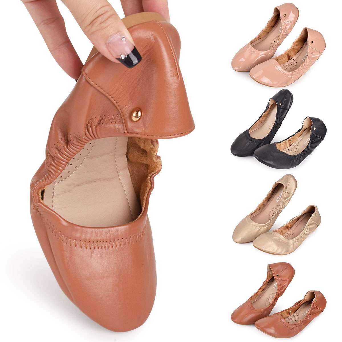 Women Ballet Flat Round Toe Slip On Comfortable Casual Travel Work Walking Shoes