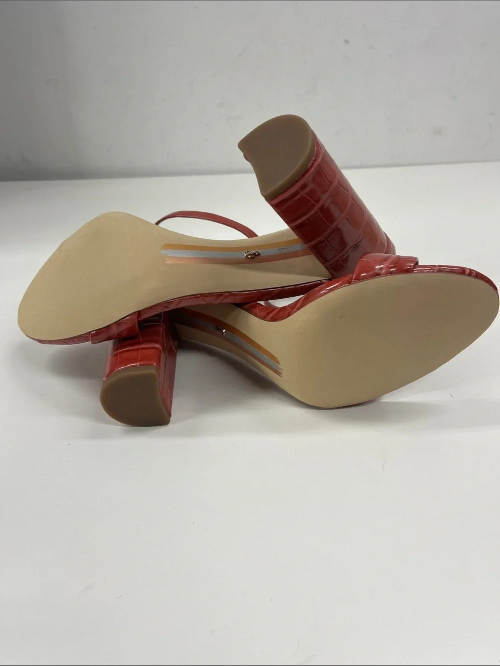New Sam Edelman Yaro Block Heel Sandal in Red Croc Size 9