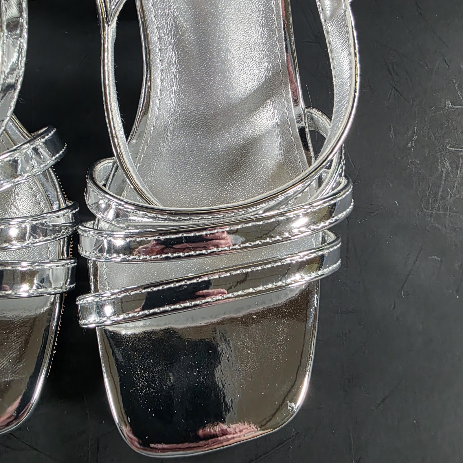 Woman Wild Fable Blaire Strappy Block Heeled Sandals Silver 6 Shoes Sexrosly NIB