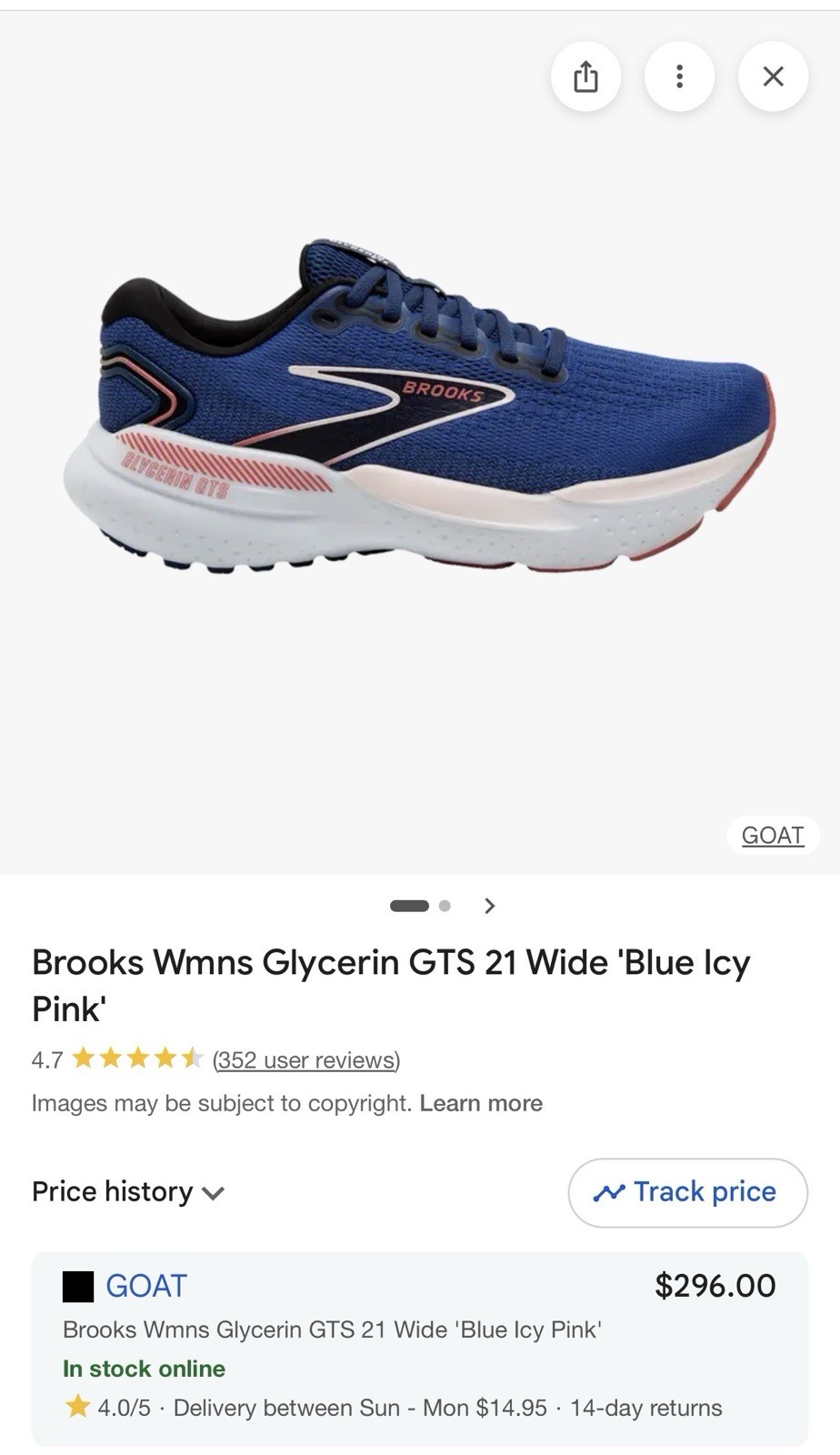 Brooks Glycerin GTS 21 Women’s US Size 10 (D) *WIDE* 120409-1D-496 *WORN 1-WK*