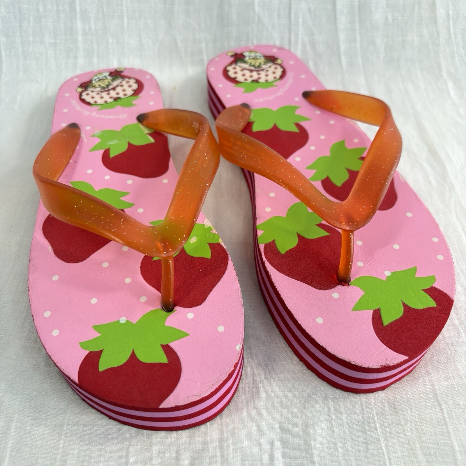 Vintage 2004 Strawberry Shortcake Flip Flops New Size M9/10