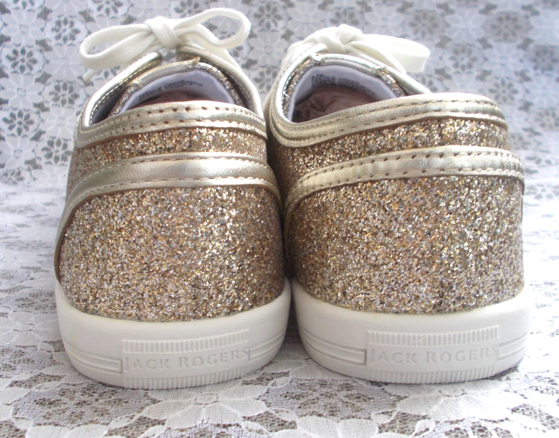 JACK ROGERS SNEAKERS «LIA» Gold Glitter Canvas, Women’s 9.5 NEW