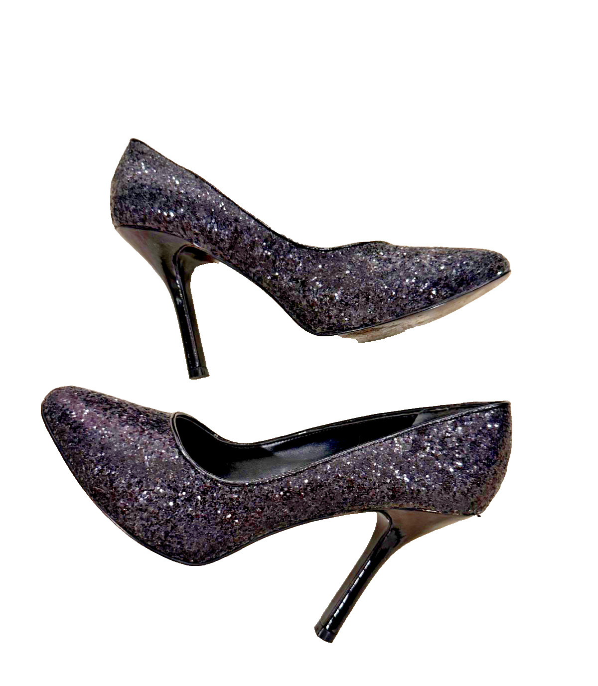 Nina – Black Sparkle Glitter Bling Pumps Maximalism – 4.25″ Heel – Size 7.5M