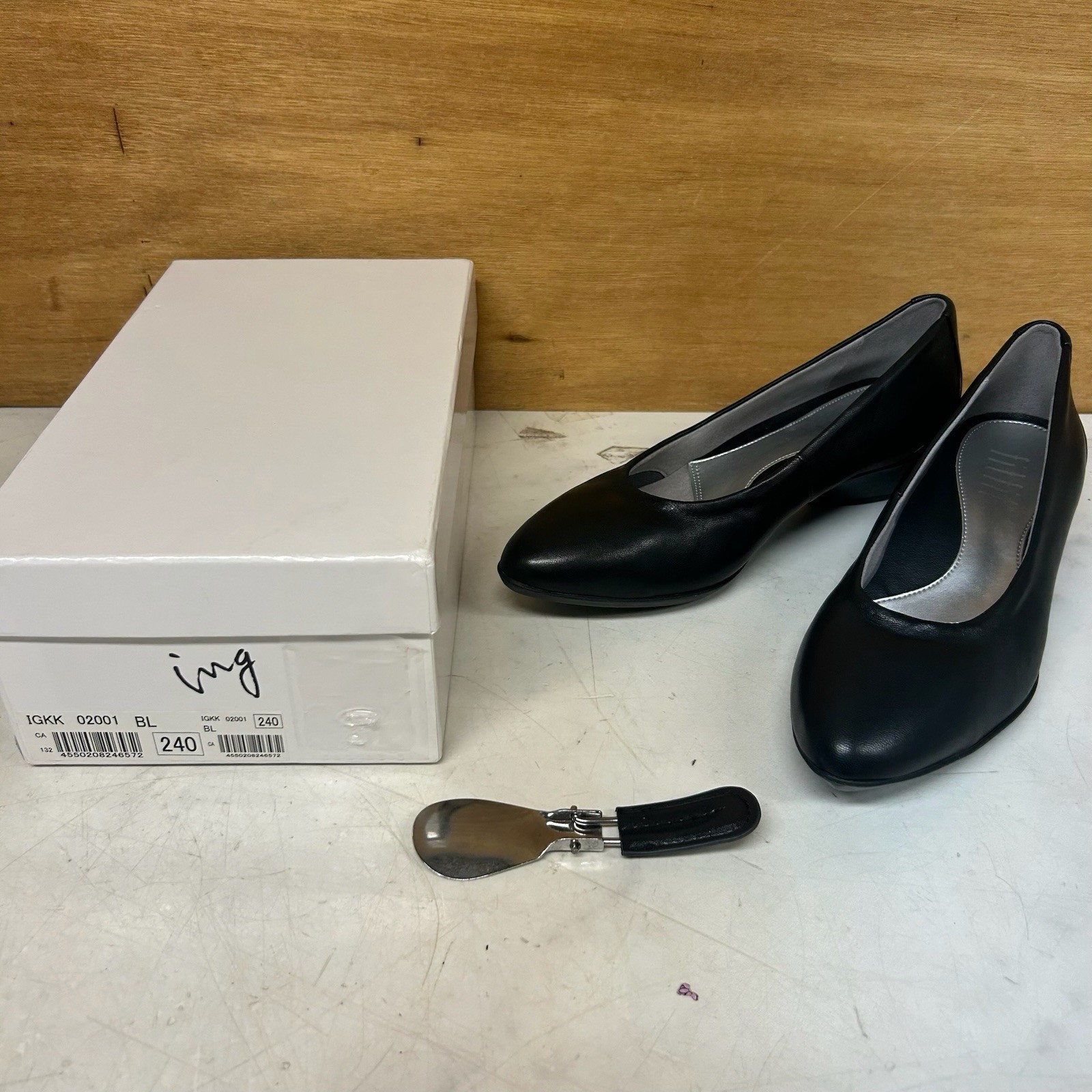 fitfit Women’s Low Heel Black Pumps Size 24.0cm With Box Shoehorn Used