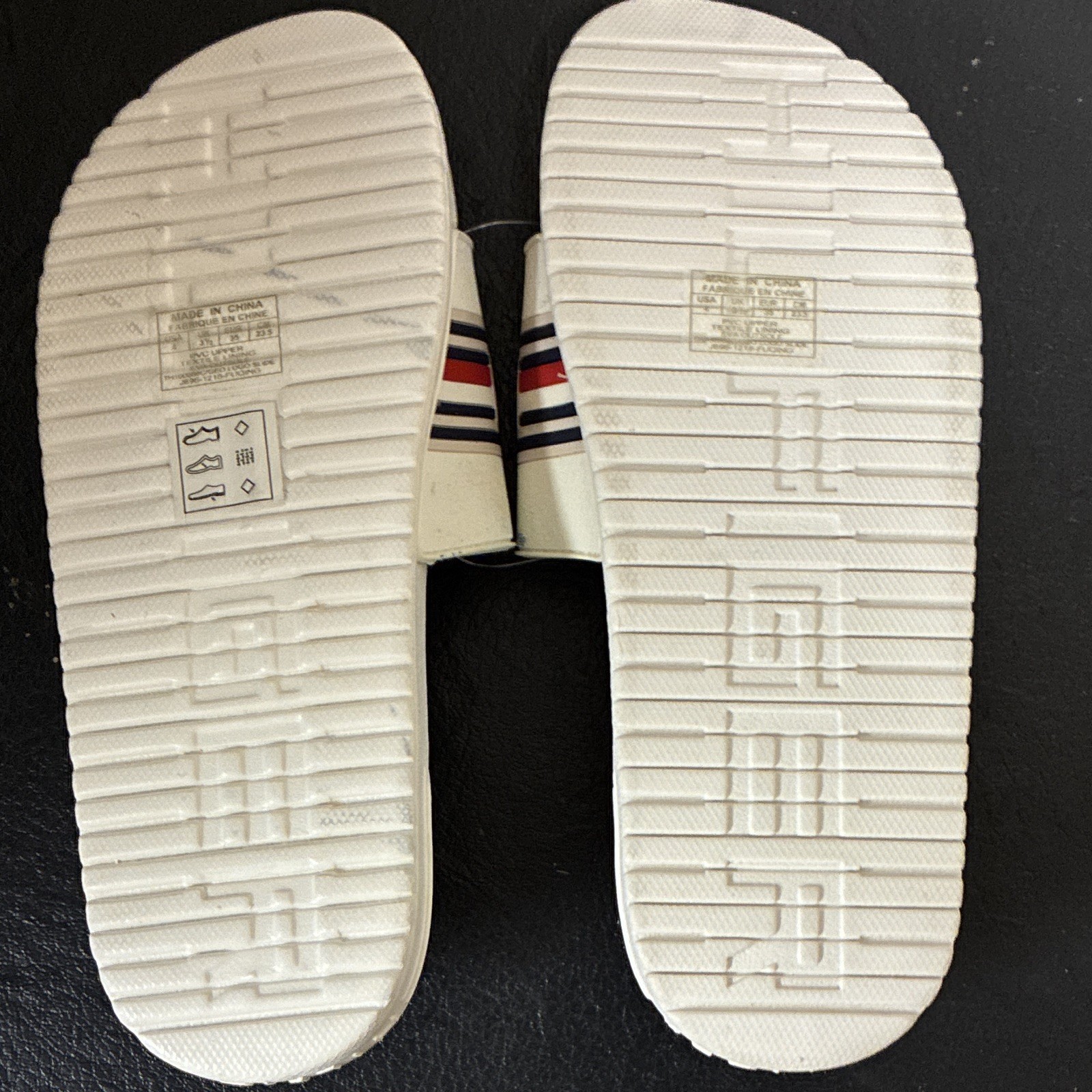 Tommy Hilfiger Women’s White Logo Slide Sandals Slip-On US 4 EU 35