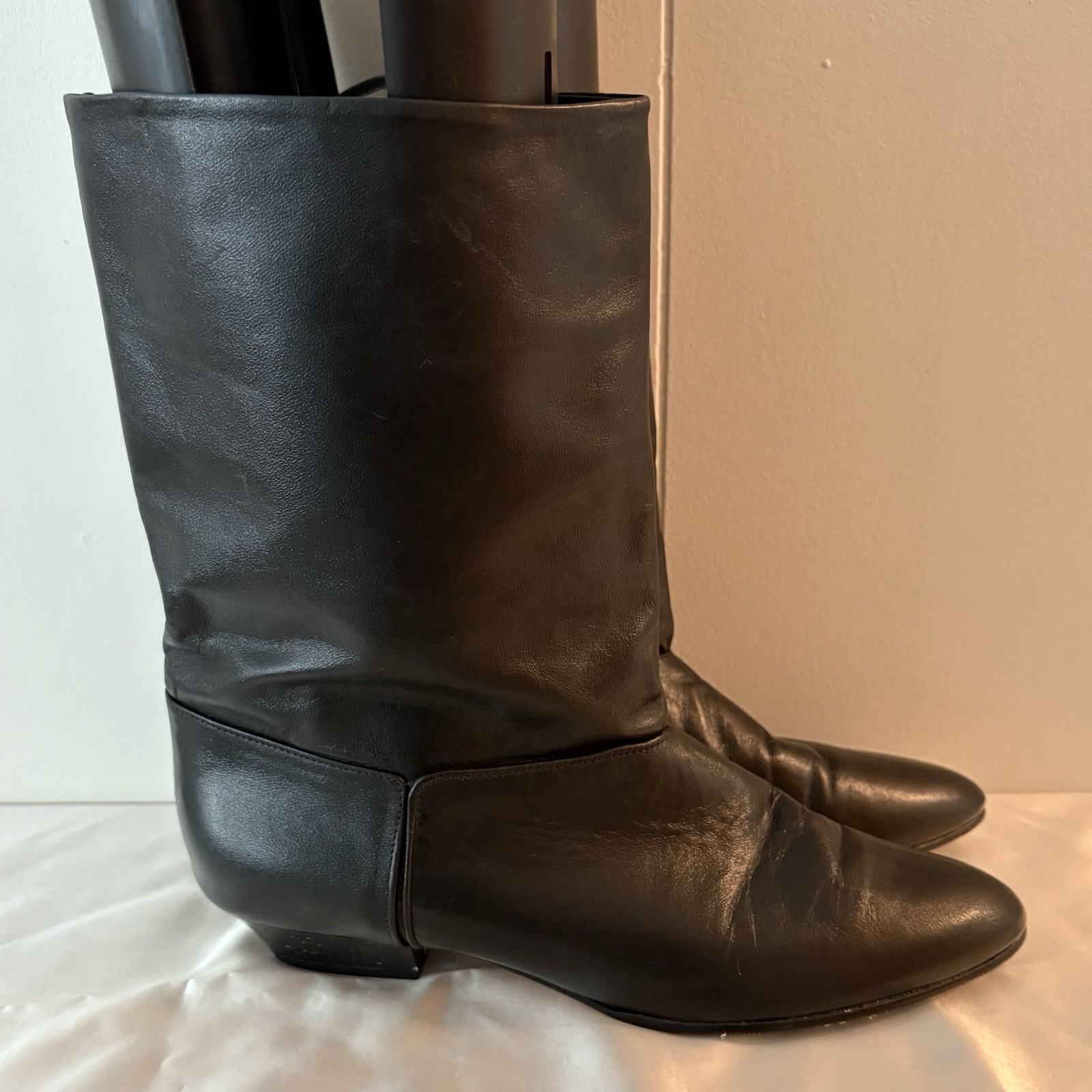 VTG 1980’s Joyce California Black Low Heel Leather Half Boots Sz 9N Narrow AAA
