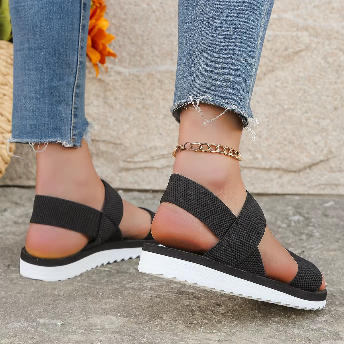 Summer Shoes Womens Fashion Trend Flat Sandals Slip On Casual Ladies Shoes