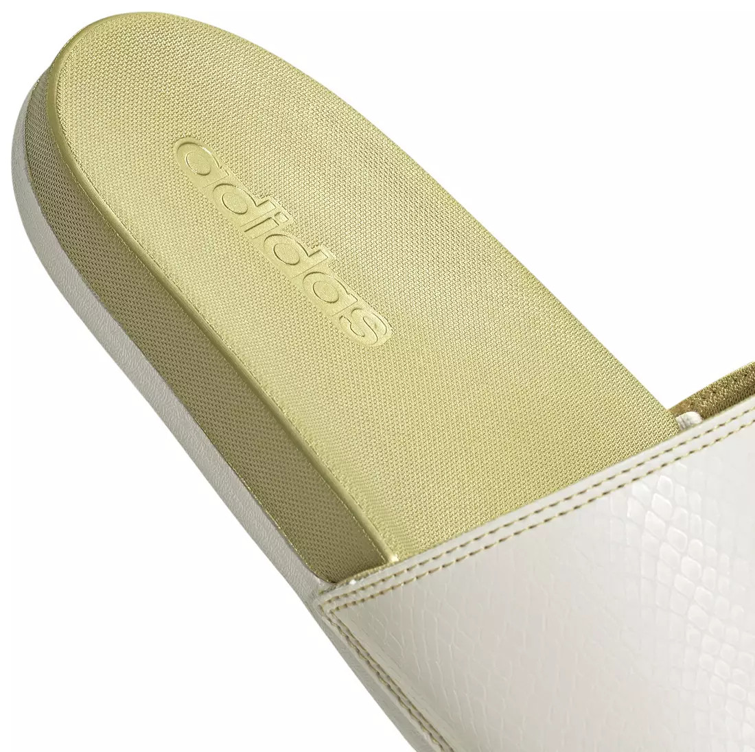 Adidas Adilette Comfort Slides White/Gold Slip On Slides Unisex Adults