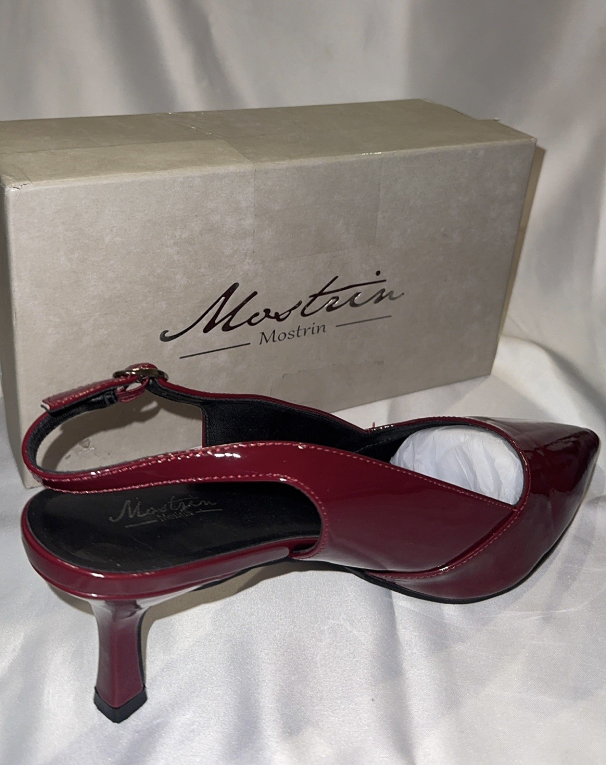 Burgundy Heel for Women Slingback Point Closed Toe Heels Slingback Ankle Strap