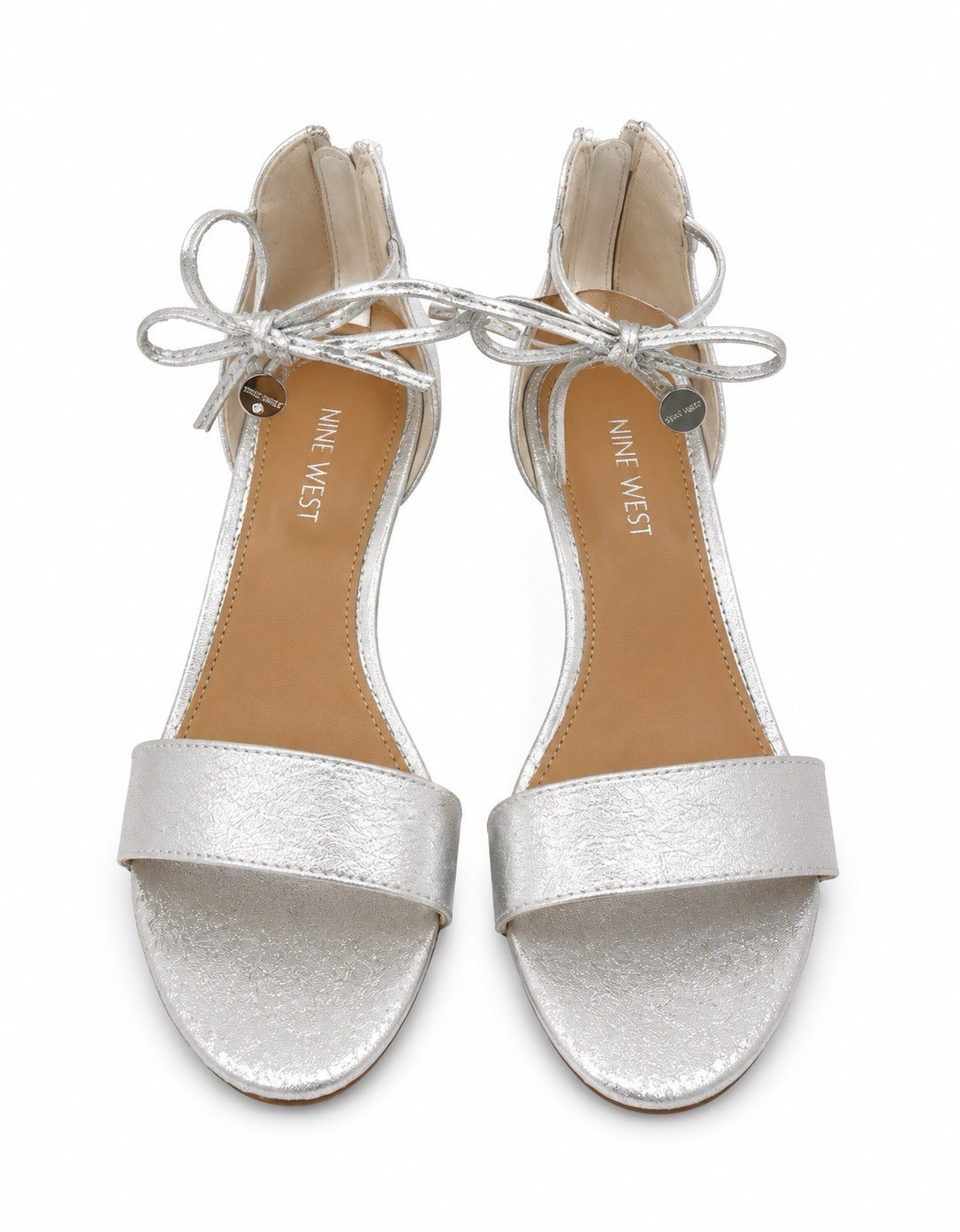 Nine West Women’s Silver Strappy Ankle Strap Block Heel Buckle Sandals 3