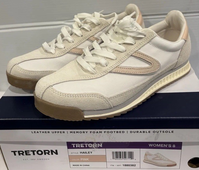 New Tretorn Hailey Women’s Jogger Sneaker Shoes Lace Up Pink Ivory Size 8 M NIB