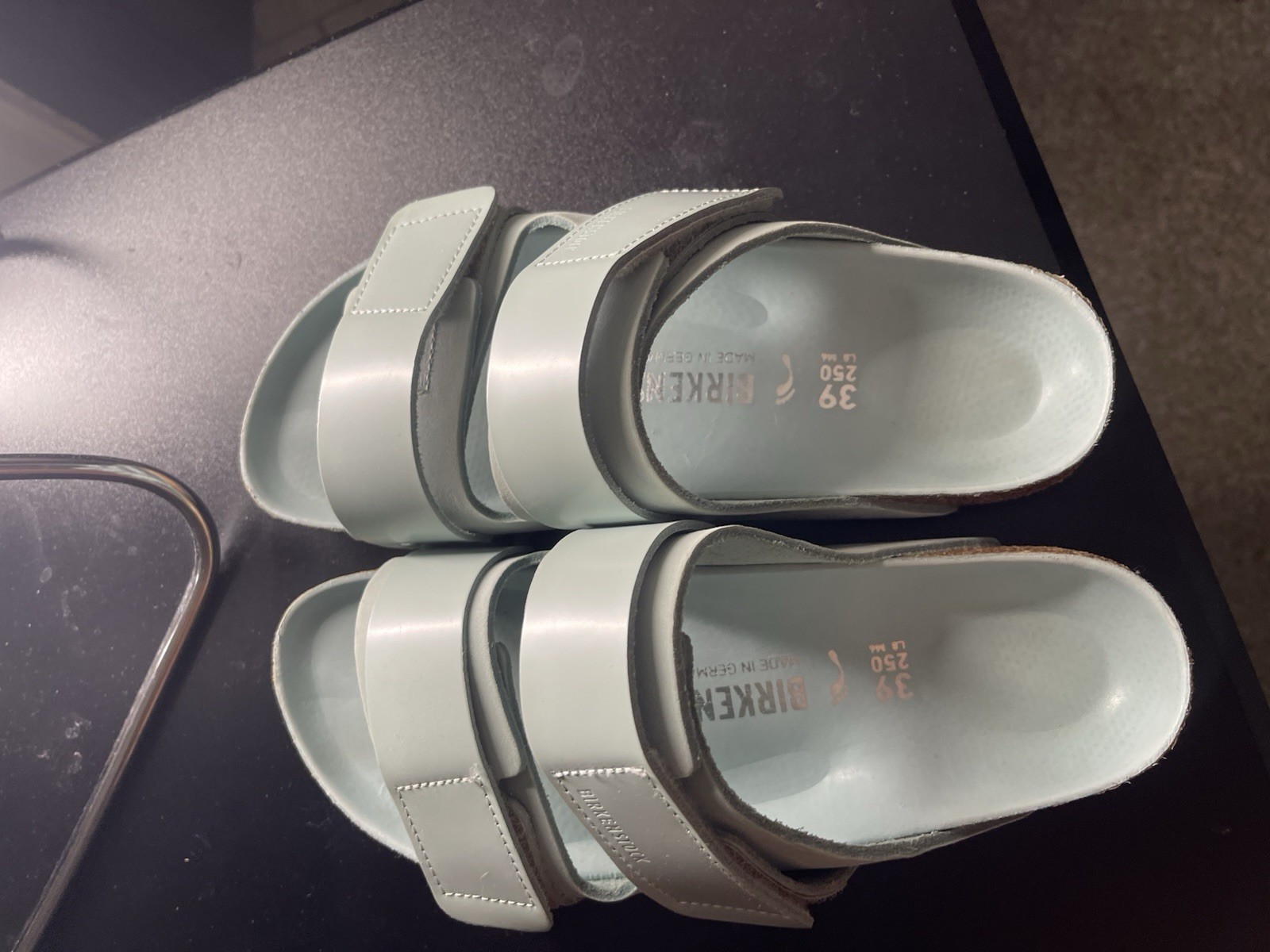 Birkenstock Women’s Blue Slide Sandals Hook & Loop Cork Leather EU 39 US 8