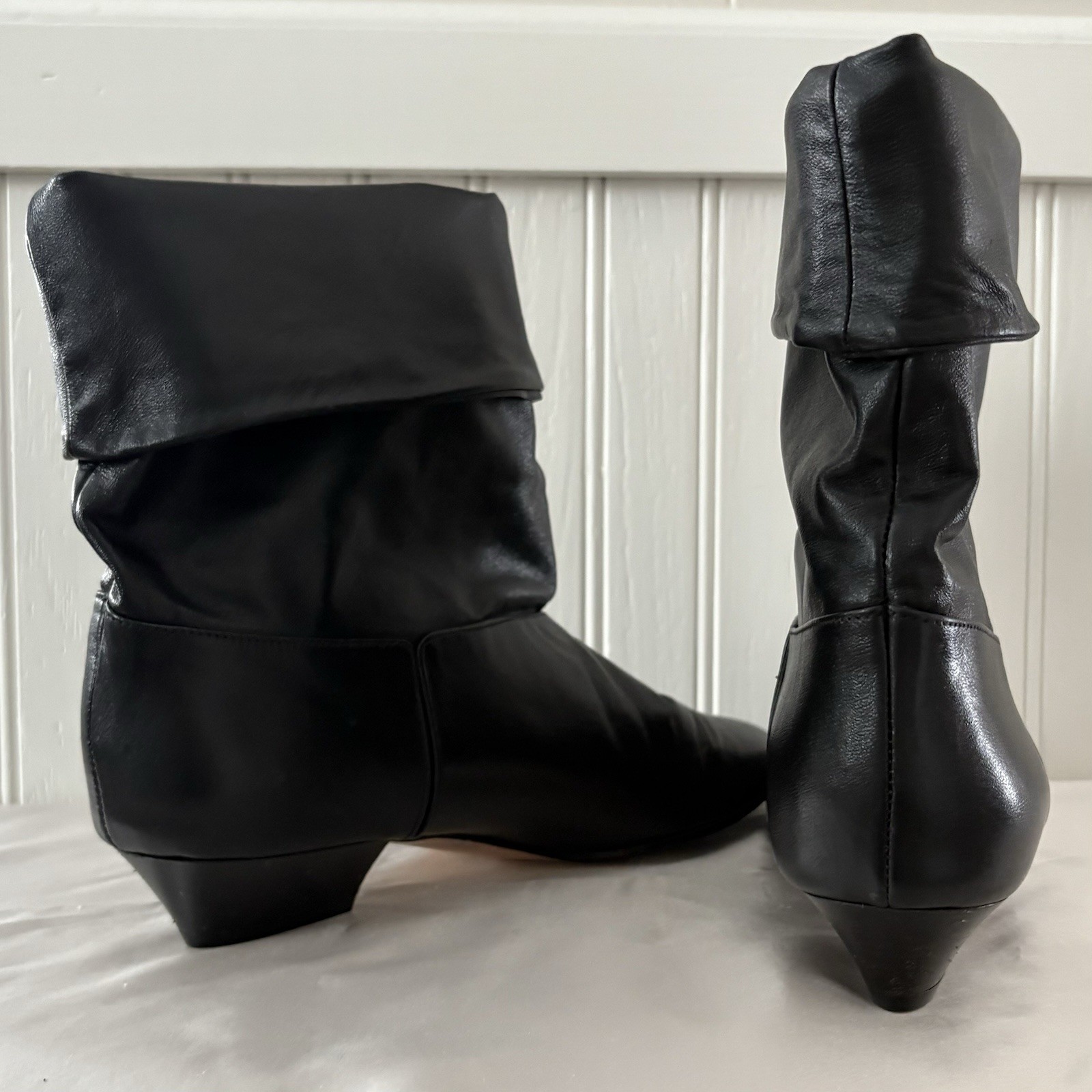 VTG 1980’s Joyce California Black Low Heel Leather Half Boots Sz 9N Narrow AAA