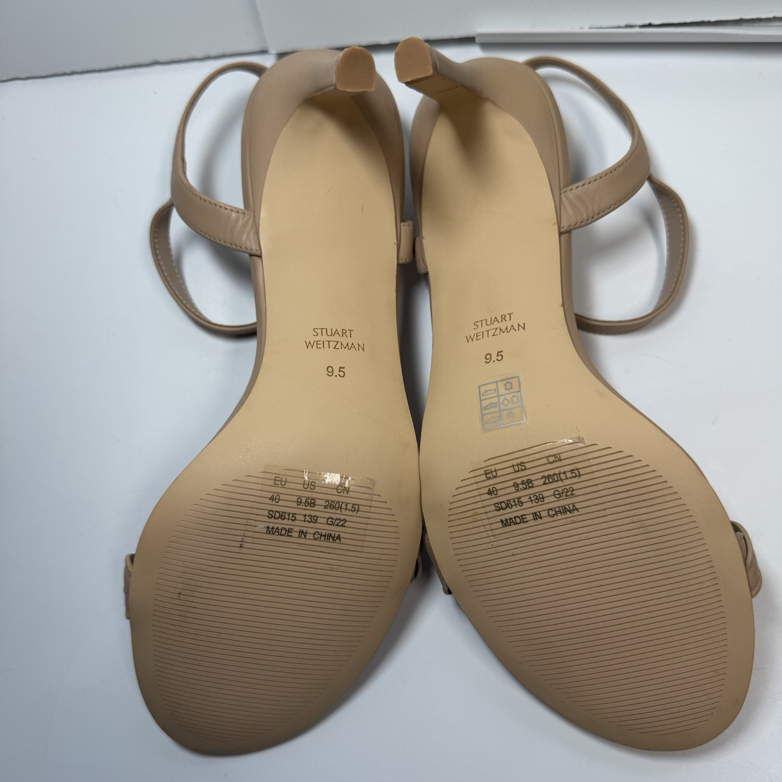 Stuart Weitzman Dancer Twistie Leather Sandal Heels In Golden Beige Sz 9.5 New