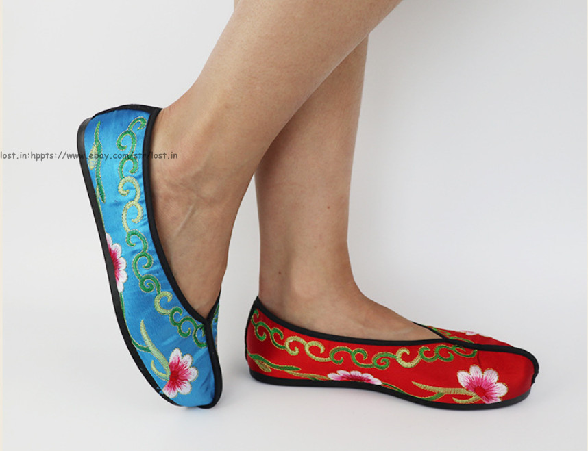 Men Women Chinese Embroidered Flats Opera Peking Opera Performance Floral Shoes