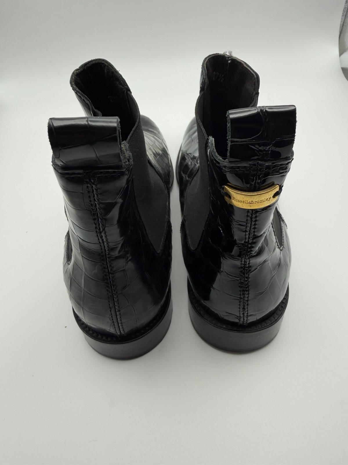 Russell & Bromley Chelsea Boots Black Croc Embossed Leather EU 37.5 US 6.5
