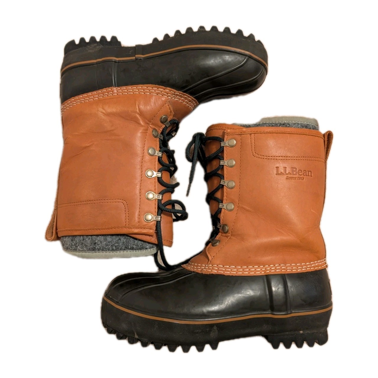 L.L. Bean Maine Pac Boot Brown Leather Wool Lined Mens 5.5-6 / Womens 7-7.5