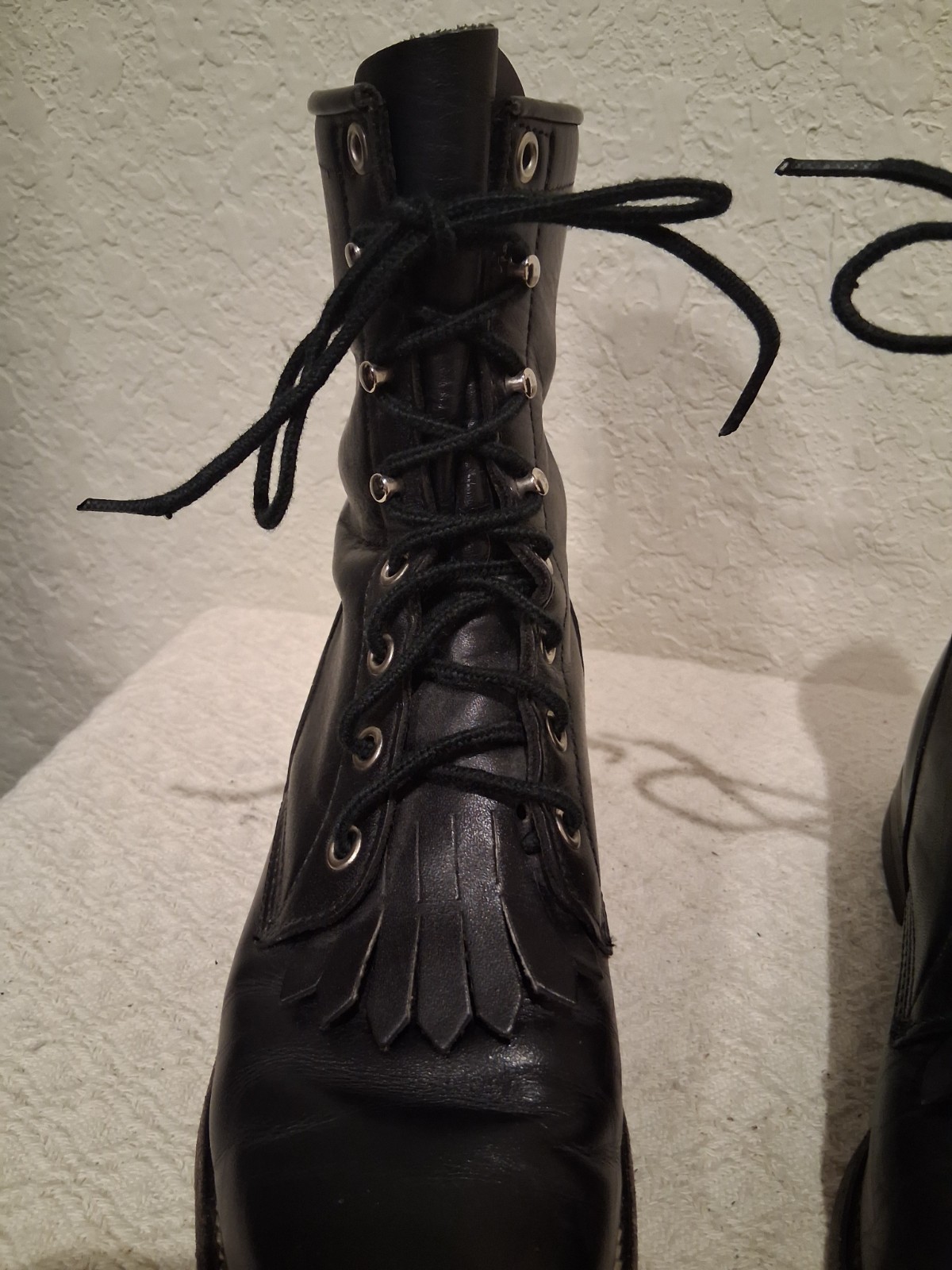Justin L0506 Western Roper Kiltie Women Leather Black Boots Lace Up Size 6.5B