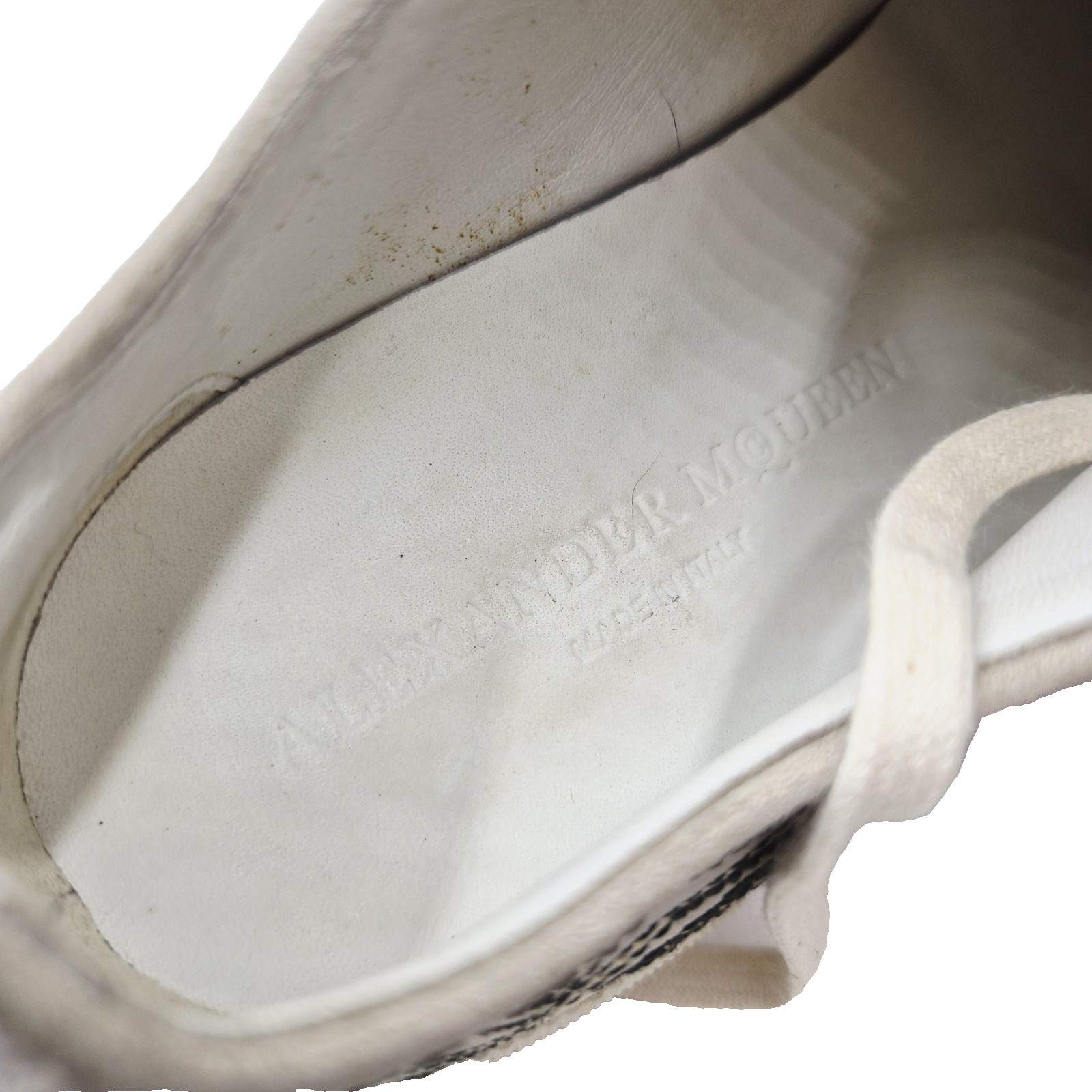 Alexander McQueen Shoes Womens US 8 Cream Floral Embroidered Leather Sneaker