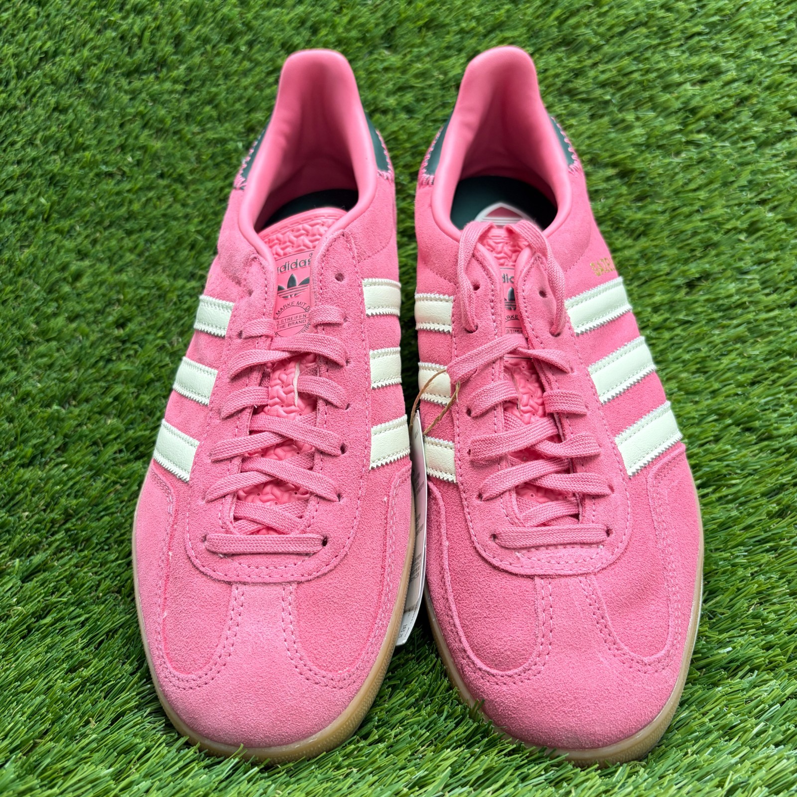 Adidas Gazelle Indoor Womens Size 10 Pink White Athletic Walking Shoes Sneakers