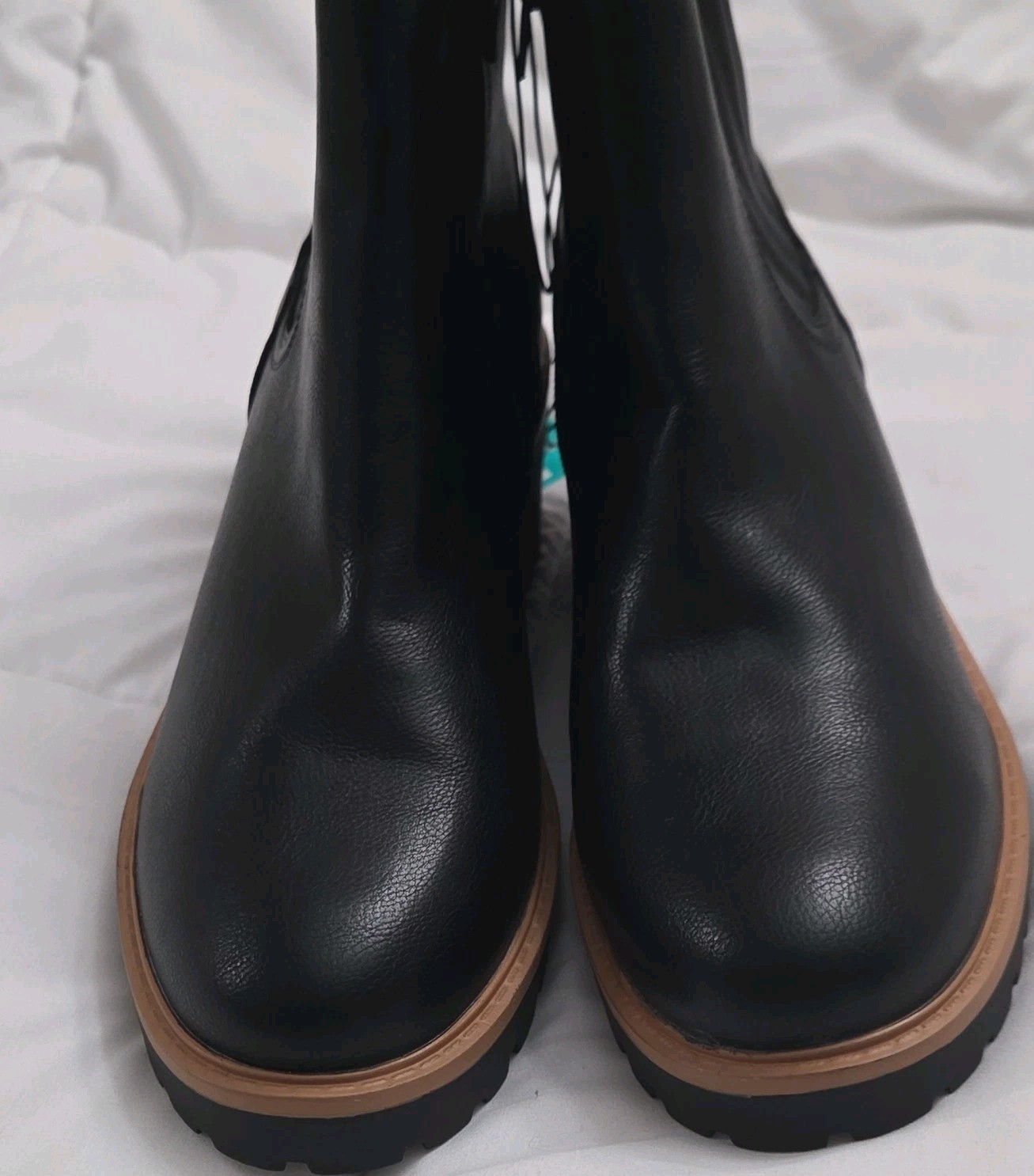 MIA Stephenn Bootie Black Faux Leather Lug Sole Pull On Ankle Boots Size 10