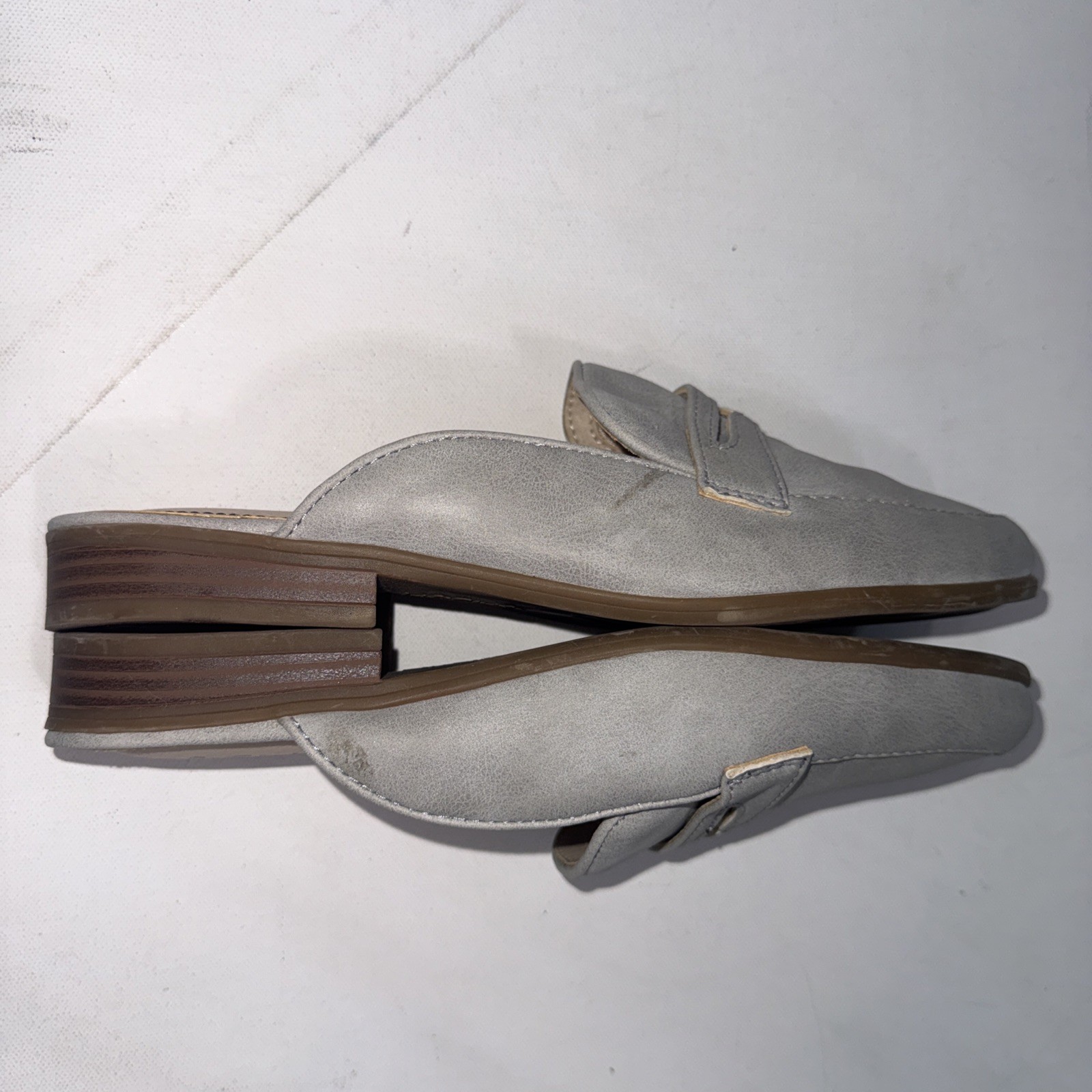 LifeStride Classic Designer Vegan Gray Old Money Minimalist Mule Shoes Size 8.5M