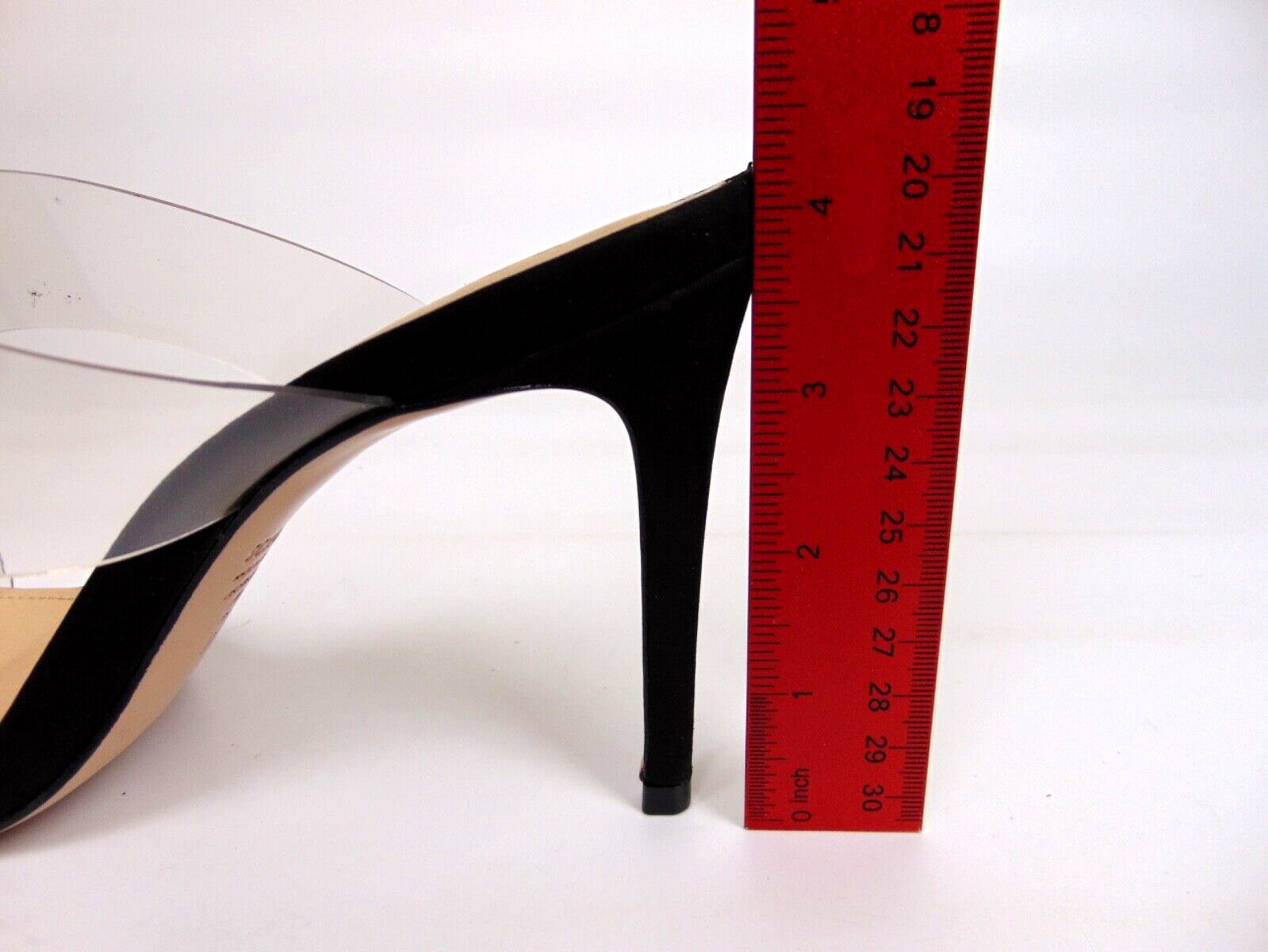 Schutz Womens Ariella Black Suede Slide Clear Heels Sandals Shoes Size 11.0 B,