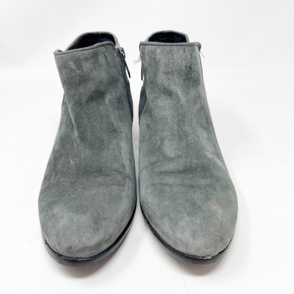 SAM EDELMAN GRAY SUEDE LOW TOP SIDE ZIP PETTY BOOTIES BOOTS WOMENS SZ 9