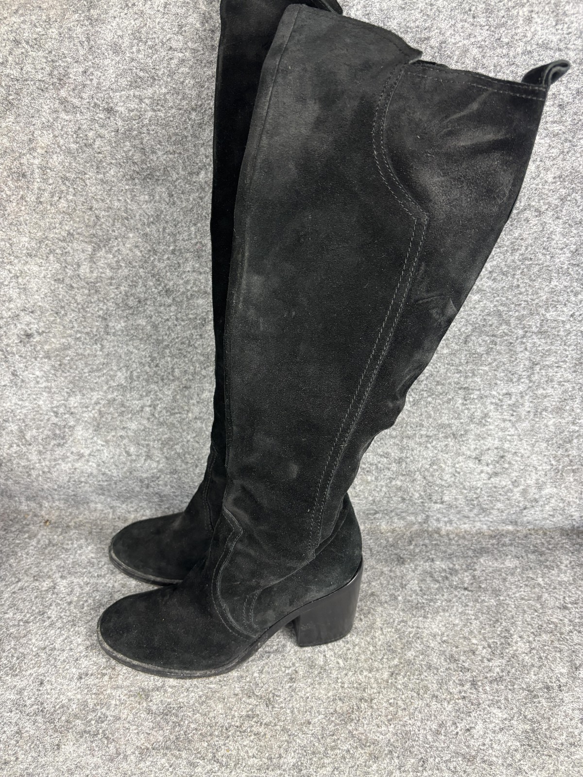 Sigerson Morrison Boots Womens Size 6 Black Suede Knee High Block Heel