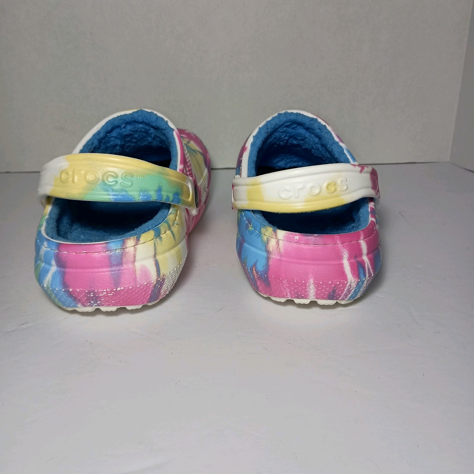 Crocs Clogs Unisex Baya Fuzzy Lined TieDye Pastel Swirl Spacecore Women 8/Men 6