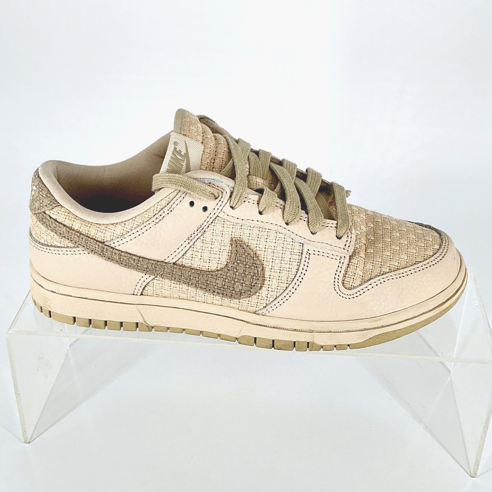 Nike Size 9.5 Dunk Low SE Women Beige Textile Leather Sneakers Shoes