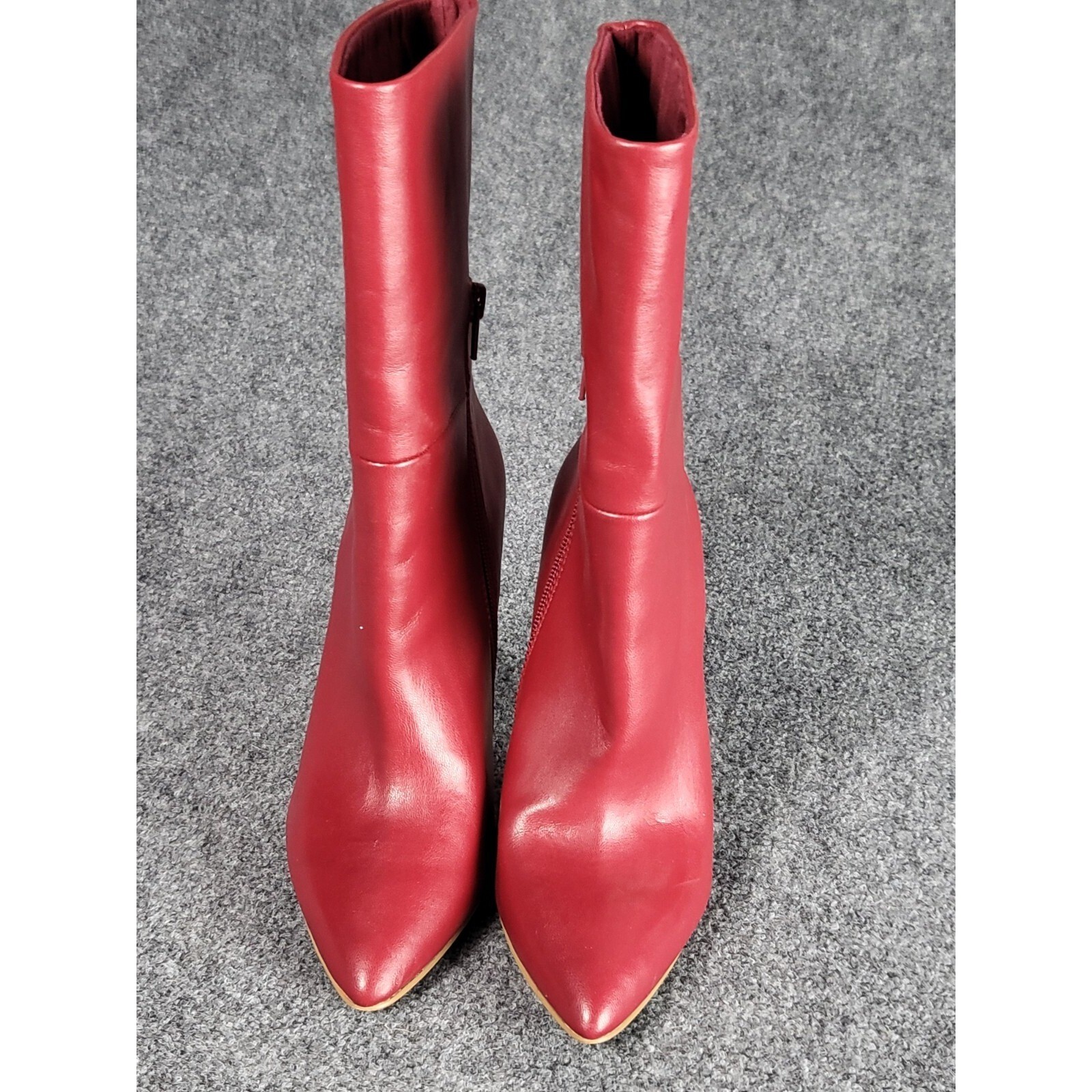 Charles by Charles David Red Faux Leather Stiletto Midi Boots Womens 6.5 Winter
