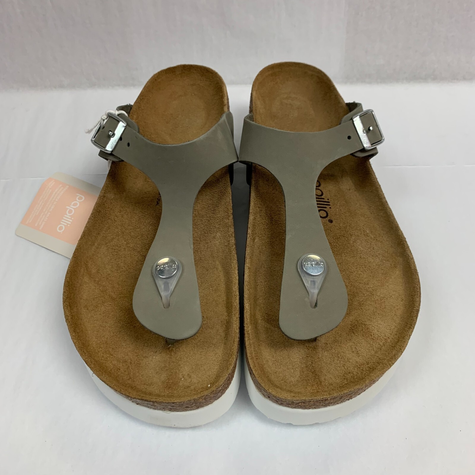 Birkenstock New w/ Box Gizeh Platform PAP Dove Gray Nubuck Leather R Select Size