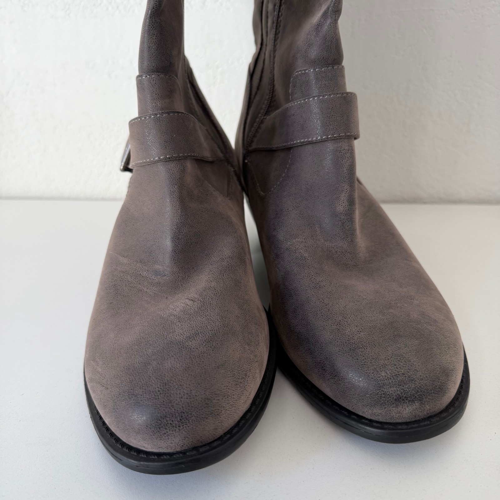 New Torrid Taupe Brown/Gray Faux Leather Knee Heeled Boots – Size 11WW