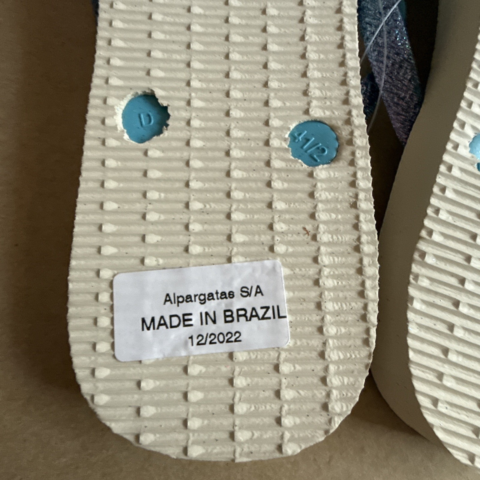 Havaianas Slim Multicolor Stripes Glittery Blue Straps Flip Flops EU 41/42 – New