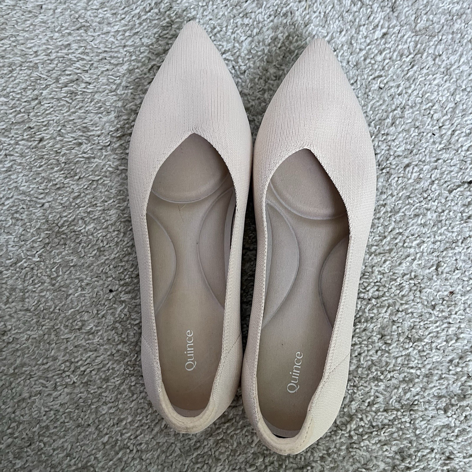 Quince Knit Pointed Toe Ballet Flats Womens 8 Tan Slip On Shoes Preppy