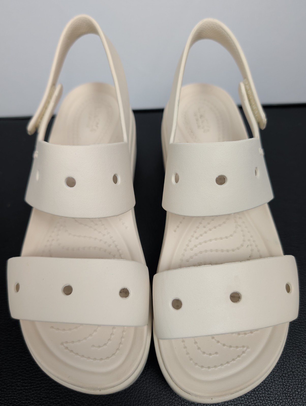Crocs Womens Sz 8 Brooklyn Low Wedge Platform Sandals Literide Slingback Bone