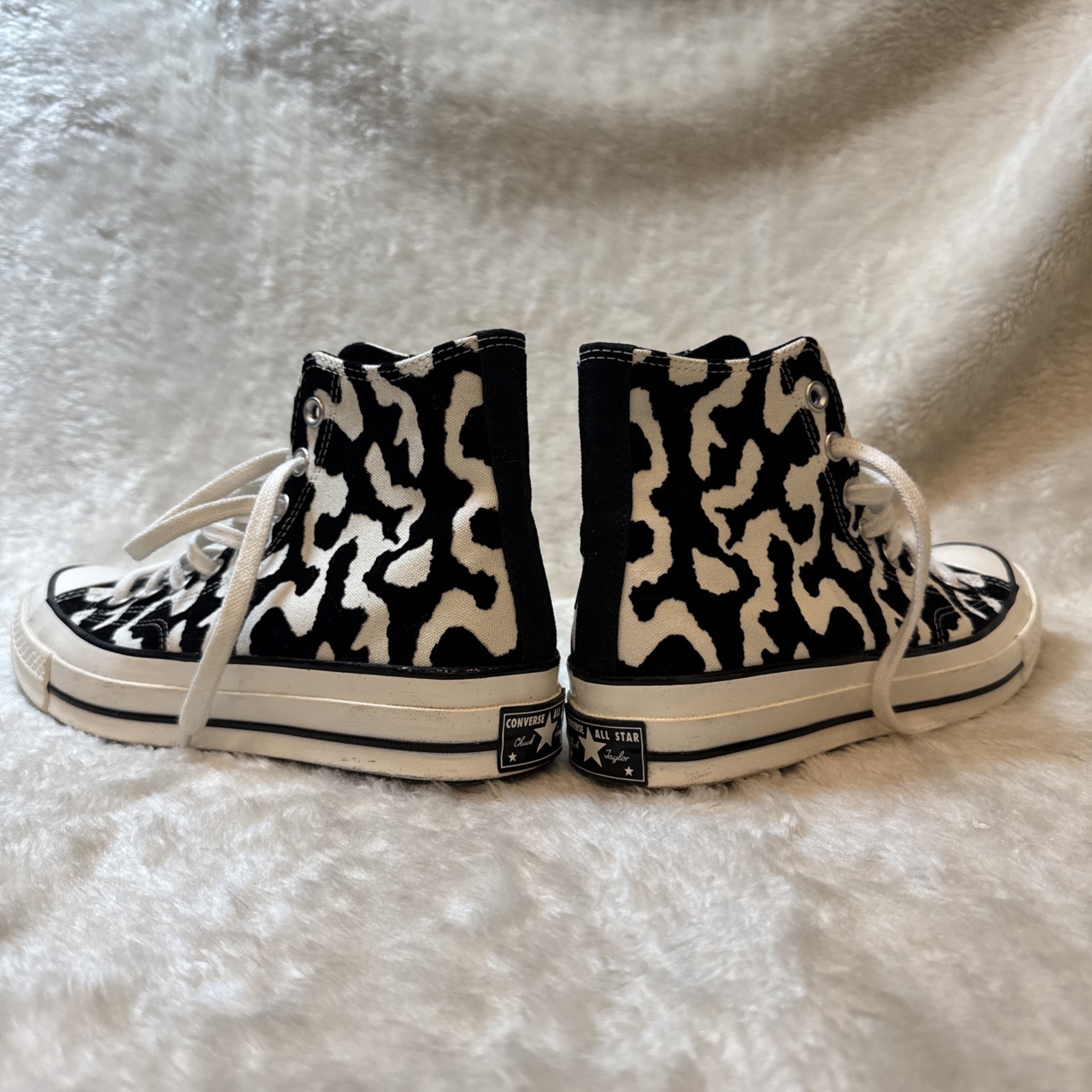 Womens Converse CHUCK Taylor All Star HI A12350C Black Leopard Graphics Sz 6.5
