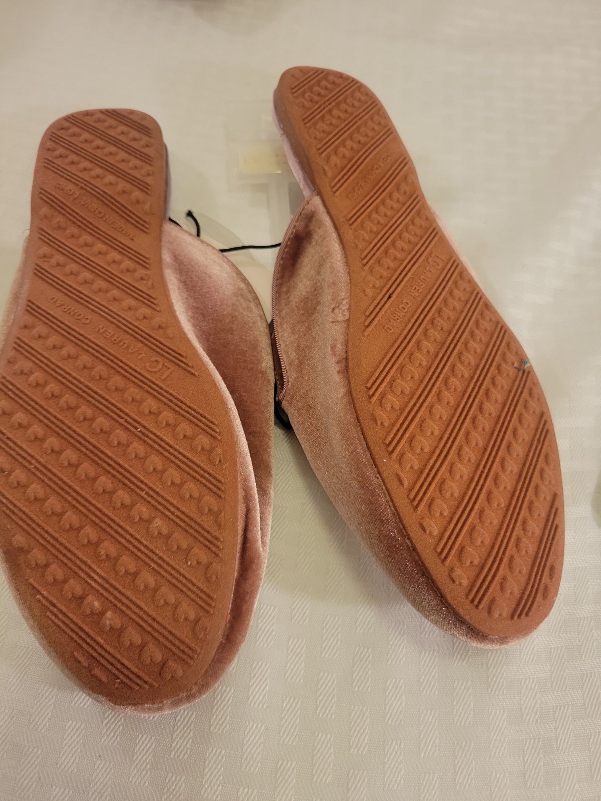 LC LAUREN CONRAD Slip On Slide SLIPPERS Women’s Velvet Pink Size L 9/1 0 New