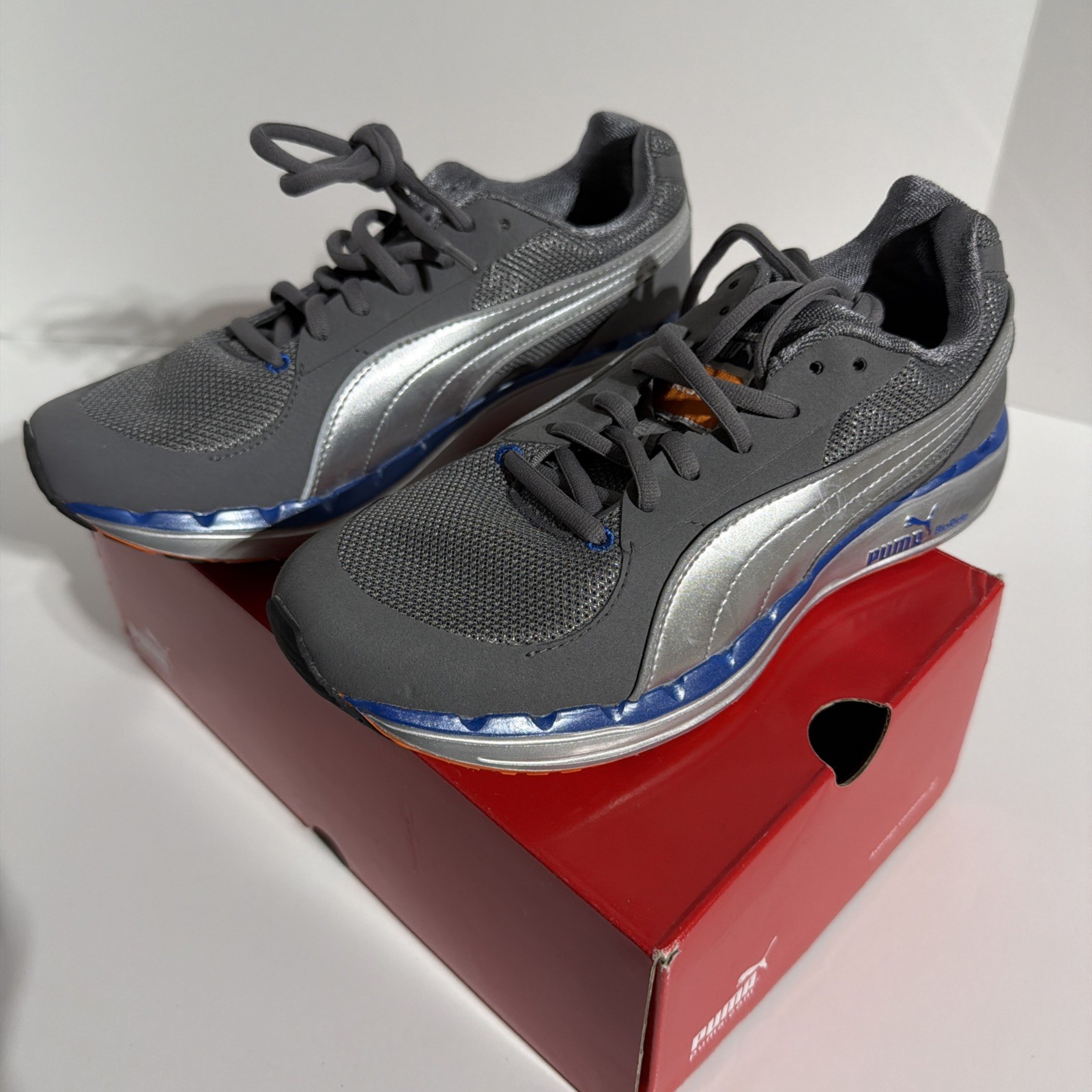 PUMA Faas 500 W BioRide Women’s Running Shoes Blue Silver Limeade Mesh Low Top