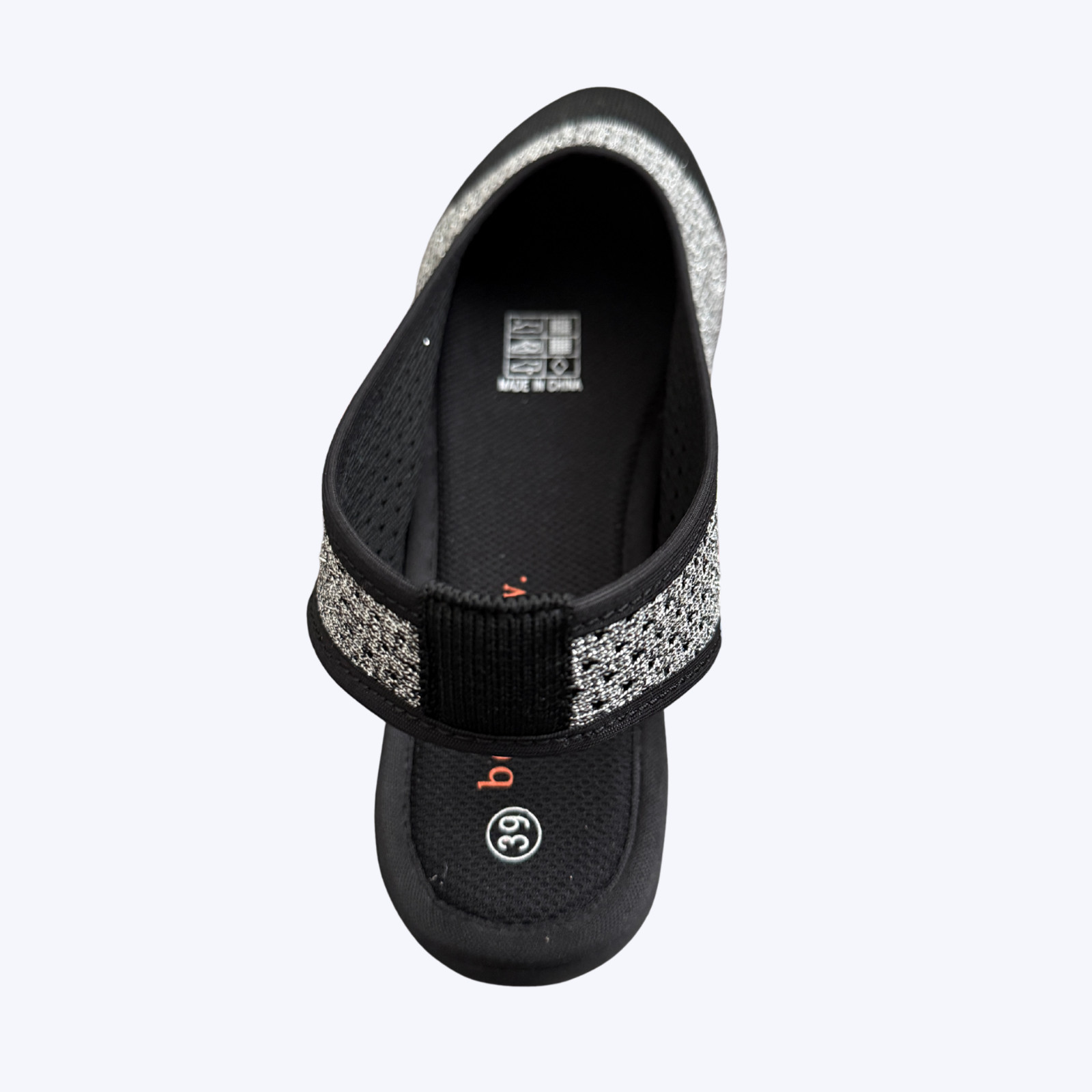 Bernie Mev Alexa Slingback Flats Black Silver Woven Comfort Shoes Size 8 39 NWB