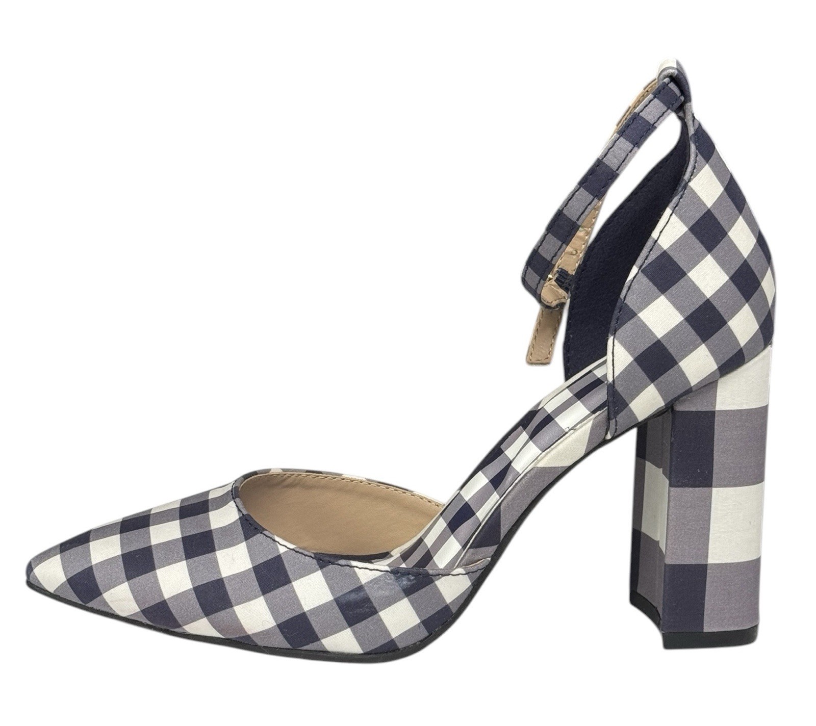 DRAPER JAMES RSVP Bianca Navy Gingham Ankle Strap Women’s Shoes Heels Size US 6