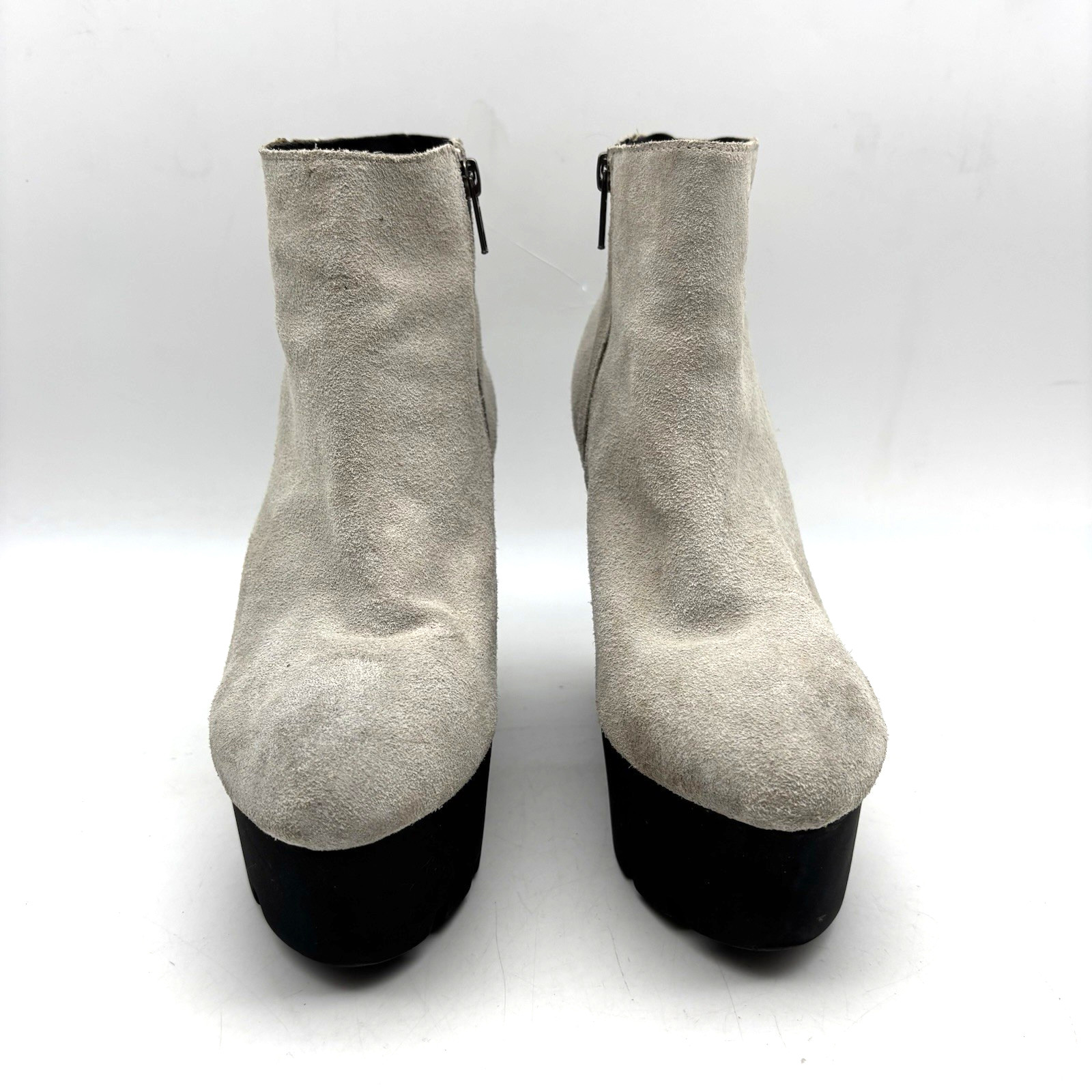 Vintage 00s Y2K Cheap Monday Monolith Gray Suede Leather Platform Wedge Boots 9