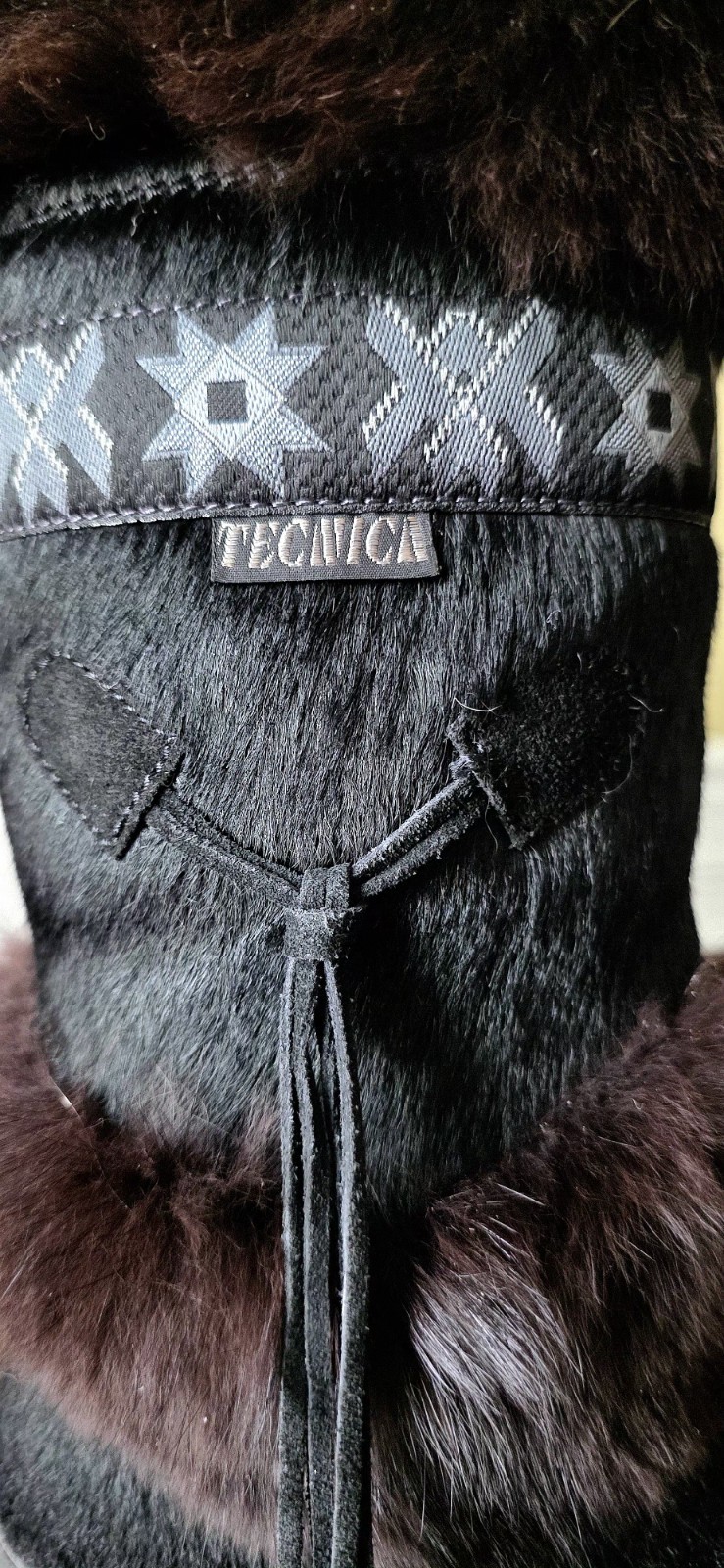 Vintage Tecnica Skandia Black Cowhide Fur Boots Italy EU 36 / US 5-5.5