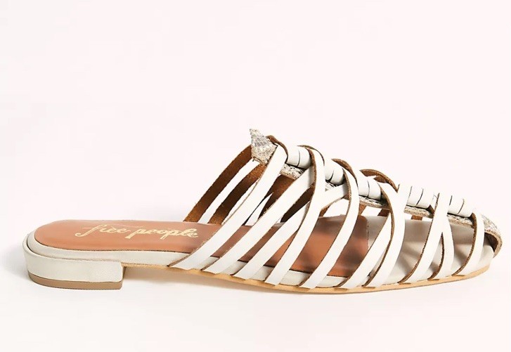 Free People Odette Woven Python Leather Fisherman Sandals Flat Mules 41 10-10.5