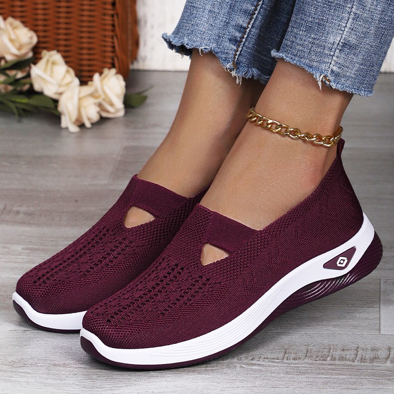 Women’s casual shoes, fly woven breathable shallow mouth cloth shoes lightweight